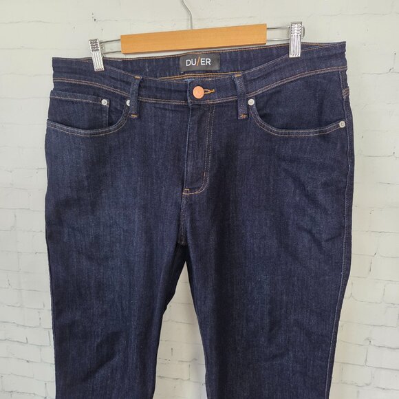 DU/ER Heritage Rinse L2X Relaxed Taper Jeans Mens Size 36 / 30 Dark Wash Denim - Picture 4 of 15